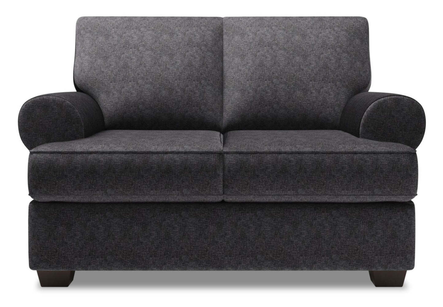 Causeuse personnalisable Roll de Sofa Lab de 64 po fabriquée au Canada en tissu chenille avec accoudoirs enroulés - gris Luxury Charcoal