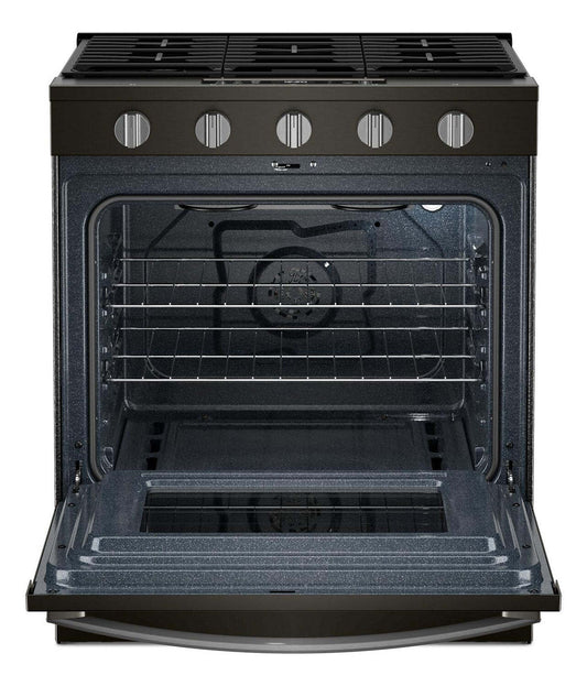 Cuisinière à gaz Whirlpool de 30 po et de 5 pi³ avec cuisson à air - noir sur acier inoxydable - WSGS5030SV | Tourbillon 30 5 Cu. Fort. Cuisinière à gaz avec cuisson à l'air - Noir sur acier inoxydable - WSGS5030SV