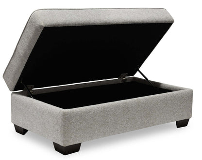 Made in Canada Verona 44 Linen-Look Fabric Storage Ottoman - Beige | Pouf de rangement Verona de 44 po fabriqué au Canada en tissu d’apparence lin - beige