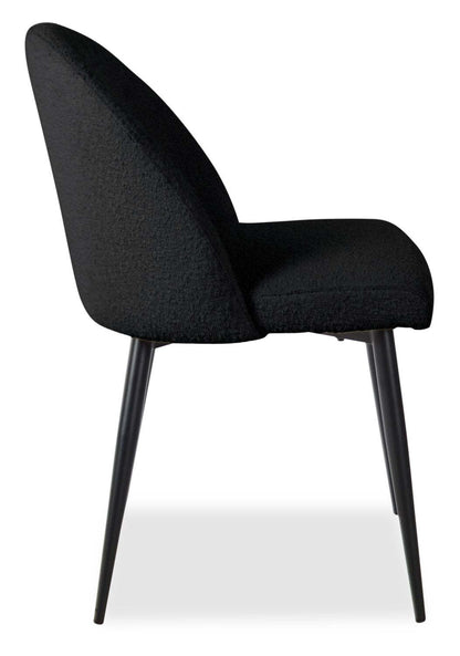 Chaise de salle à manger Bali avec tissu bouclé, métal - Noir | Chaise de salle à manger Bali en tissu bouclé et en métal - noire