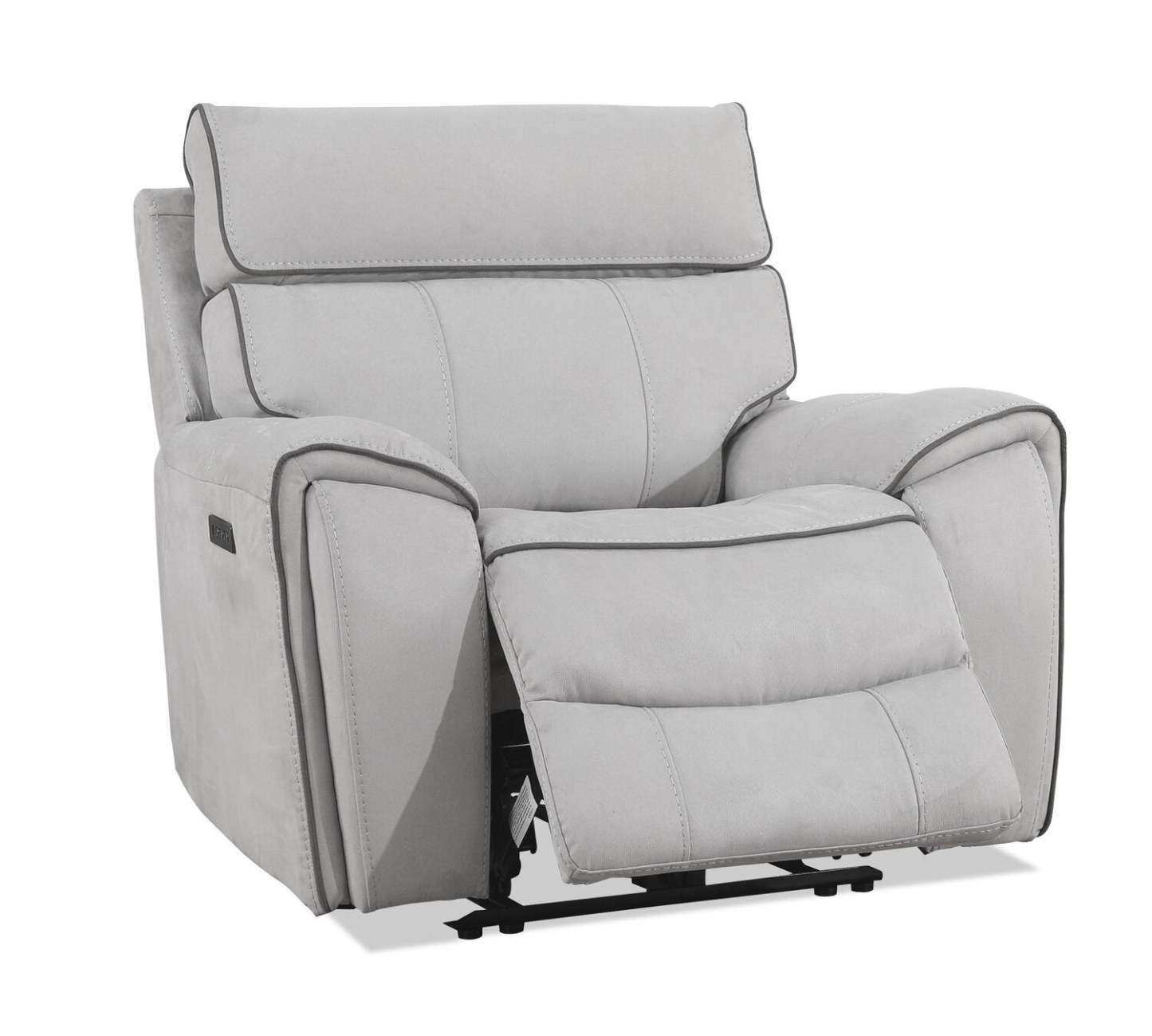 Cindy Crawford Home Newport 43 Fauteuil à inclinaison électrique en suédine avec appuie-tête électrique - gris