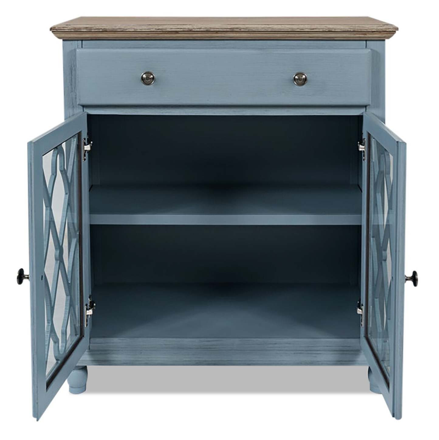 Armoire décorative Carmine 31 avec portes en verre - Bleu|Armoire décorative Carmine de 31 po avec portes en verre - bleue