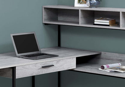 Oaklee 59 L-Shaped Corner Office Desk with Hutch - Grey|Bureau en coin en forme de L Oaklee de 59 po avec crédence - gris