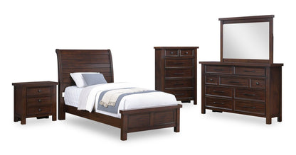 Lit à panneaux Sonoma avec tête de lit et cadre, brun mangue - taille simple | Lit à panneau Sonoma avec tête de lit et cadre de lit, brun manguier - format lit simple