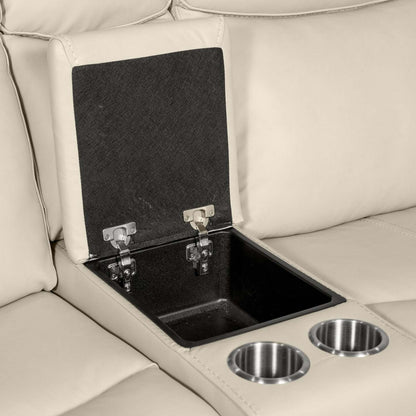 Scott Living Causeuse à inclinaison électrique Prescott 79 en cuir véritable avec appuie-tête électriques - Gris platine | Causeuse à inclinaison électrique Prescott de Scott Living de 79 po en cuir véritable avec appuie-têtes électriques - gris platine