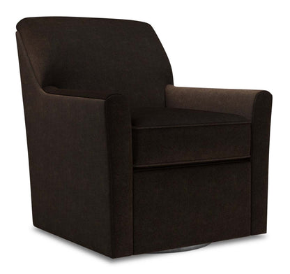 Fauteuil d’appoint pivotant personnalisable Sofa Lab de 31 po fabriqué au Canada en tissu de chenille - brun Luxury Chocolate | SWIV3293