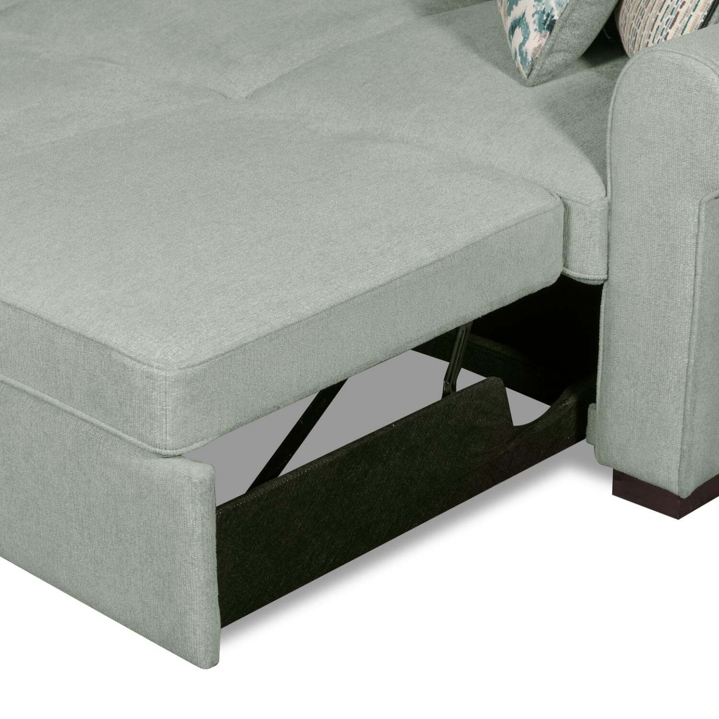 Scott Living Haven 2-Piece Right-Facing Chenille Fabric Sleeper Sectional - Seafoam Blue | Sofa-lit sectionnel de droite Haven de Scott Living 2 pièces en tissu de chenille - bleu écume de mer