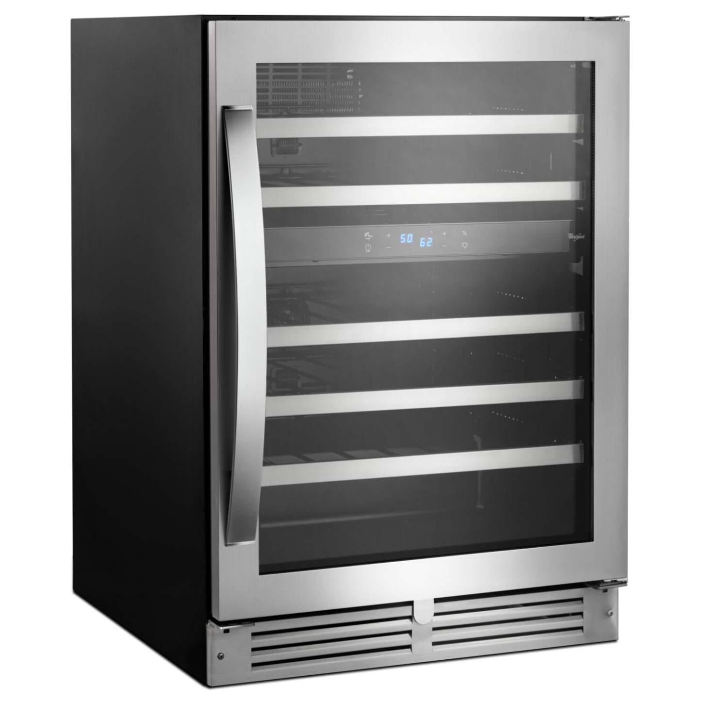 Whirlpool 24 5 Cu. Ft. Undercounter Wine Refrigerator - Stainless Steel - WUW55X24HS | Réfrigérateur à vin Whirlpool de 5 pi³ et de 24 po sous le comptoir - acier inoxydable - WUW55X24HS
