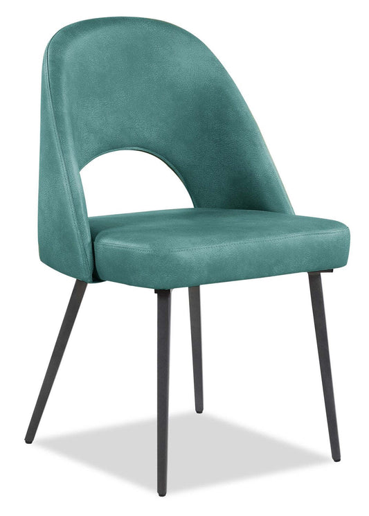 Chaise de salle à manger Bay de Kort & Co. en tissu de cuir végétalien et en métal - turquoise