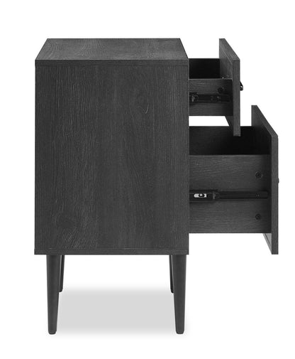Table de nuit à 2 tiroirs Brax, 18 L x 25,75 H - Noir | Table de nuit Brax de 18 po (l) x 25,75 po (H) à 2 tiroirs - noire