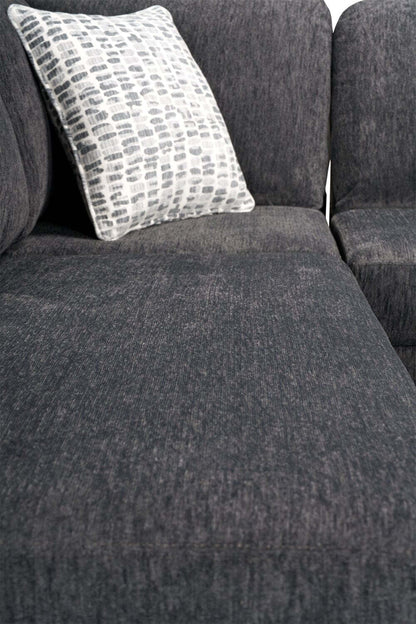 Fabriqué au Canada, canapé sectionnel de gauche Morgan 3 pièces en tissu de chenille avec canapé et coussins décoratifs - gris