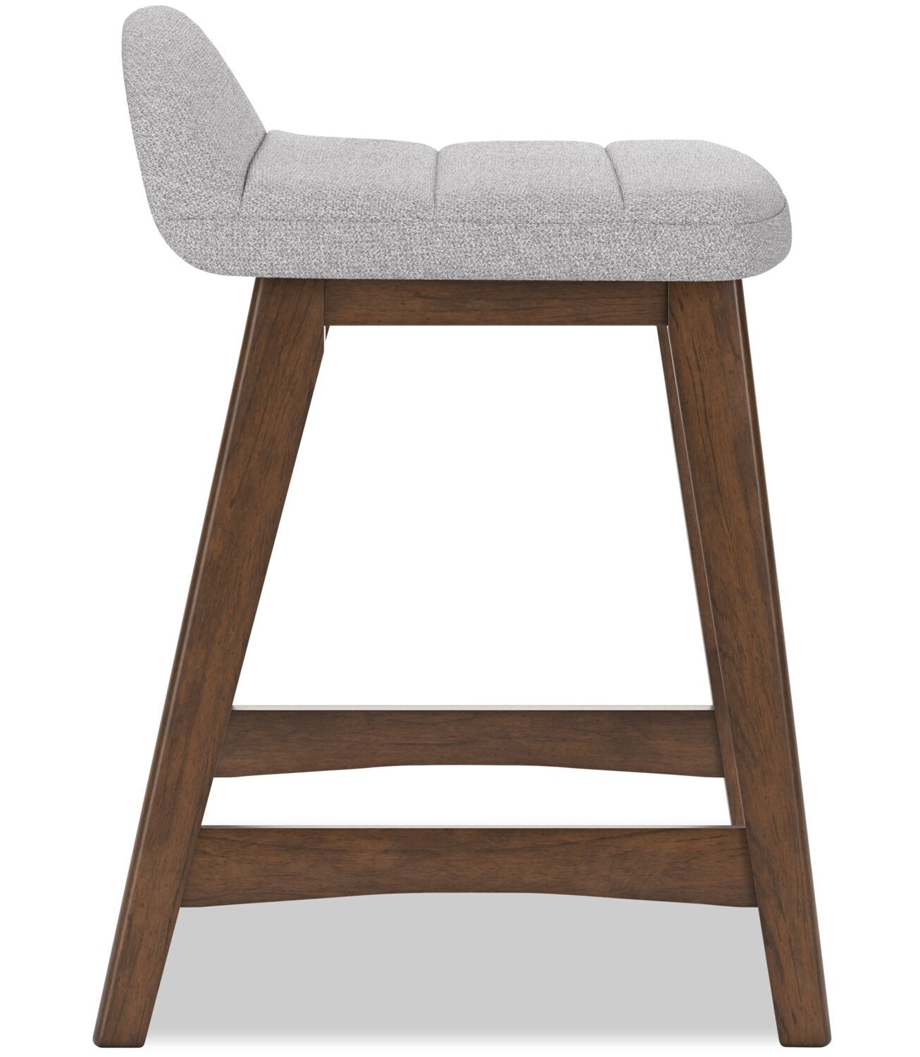 Tabouret à hauteur de comptoir Jovi avec tissu d'apparence lin, bois - gris | Tabouret Jovi de hauteur comptoir en tissu d'apparence lin et en bois - gris