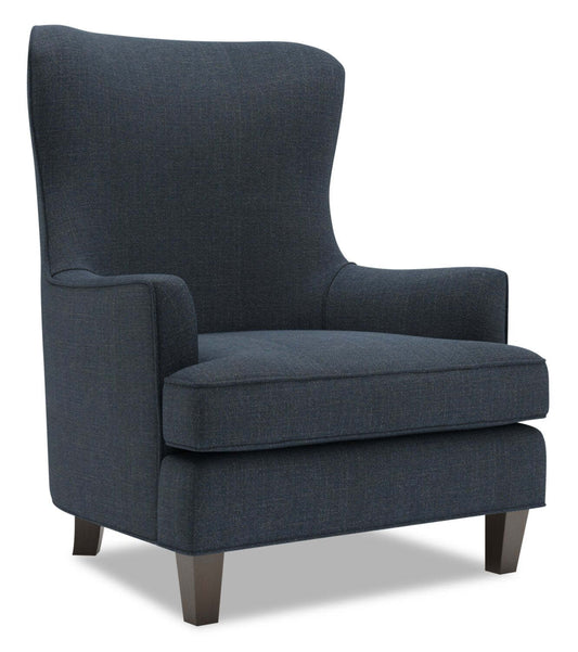 Fauteuil d'appoint à oreilles personnalisable Sofa Lab de 32 po fabriqué au Canada en tissu d'apparence lin - bleu Luna Sailor | AILE2491