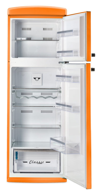 Réfrigérateur Classic Rétro d'Unique de 24 po et de 11 pi3 à congélateur supérieur - orange creamsicle - UNQ-310L O TM