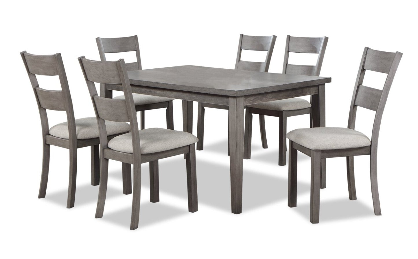 Krew Ensemble de salle à manger 7 pièces avec table et 6 chaises, mélamine, 60 W - Gris | Ensemble de salle à manger Krew 7 pièces en mélamine avec table de 60 po (L) et 6 chaises - gris