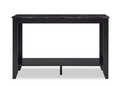Roma 44 Rustic Sofa Table with Shelf - Table de salon rustique Roma de 44 po avec tablette - imitation de marbre noir