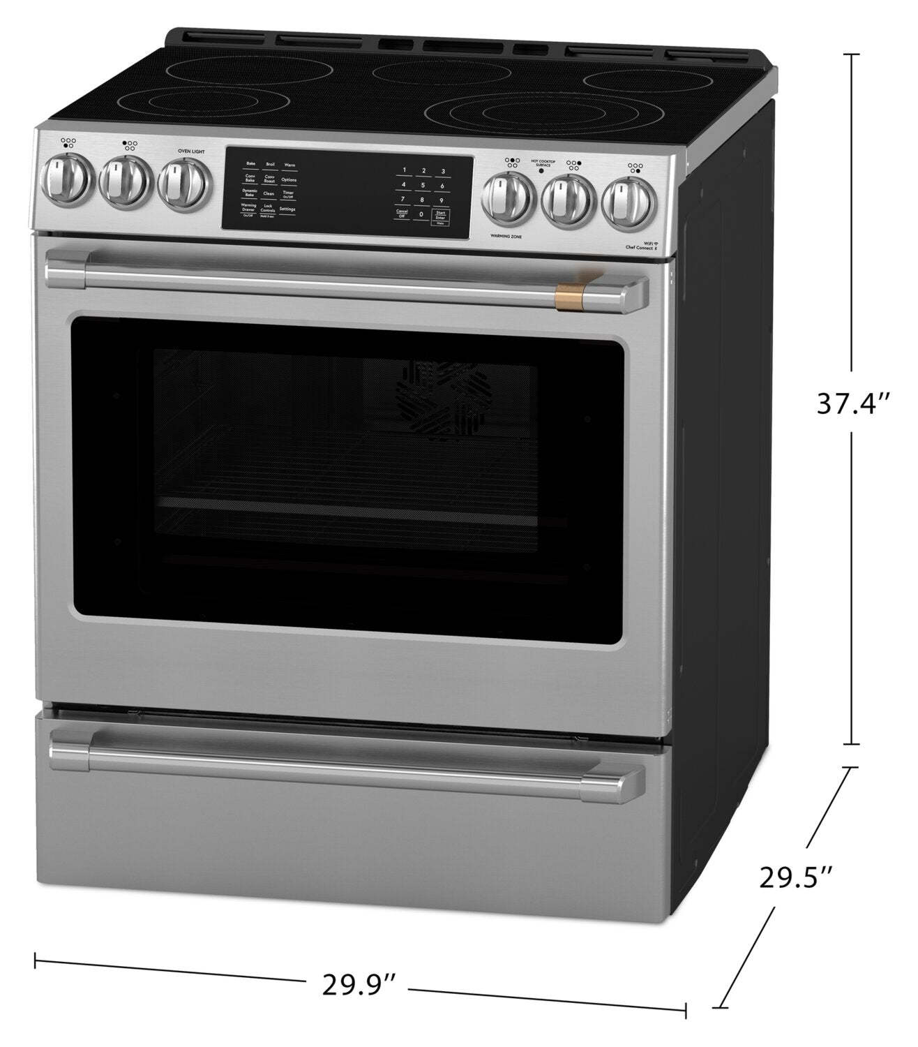 Cuisinière électrique Café de 30 po et de 5,7 pi3 avec cuisson dynamique - acier inoxydable - CRS70XAWCS1 | Cuisinière électrique Café de 5,7 pi3 et de 30 po avec cuisson dynamique - acier inoxydable - CRS70XAWCS1 | CRS70XA1