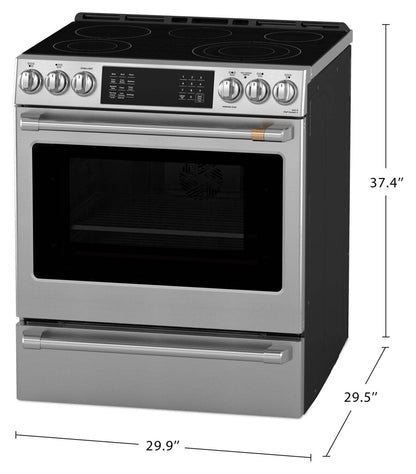 Cuisinière électrique Café de 30 po et de 5,7 pi3 avec cuisson dynamique - acier inoxydable - CRS70XAWCS1 | Cuisinière électrique Café de 5,7 pi3 et de 30 po avec cuisson dynamique - acier inoxydable - CRS70XAWCS1 | CRS70XA1