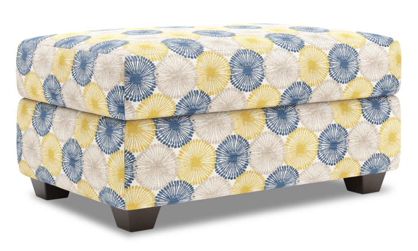 Fabriqué au Canada, canapé personnalisable, pouf de rangement The Trunk de 39 po en tissu - Sunshine multicolore | TRUN1159