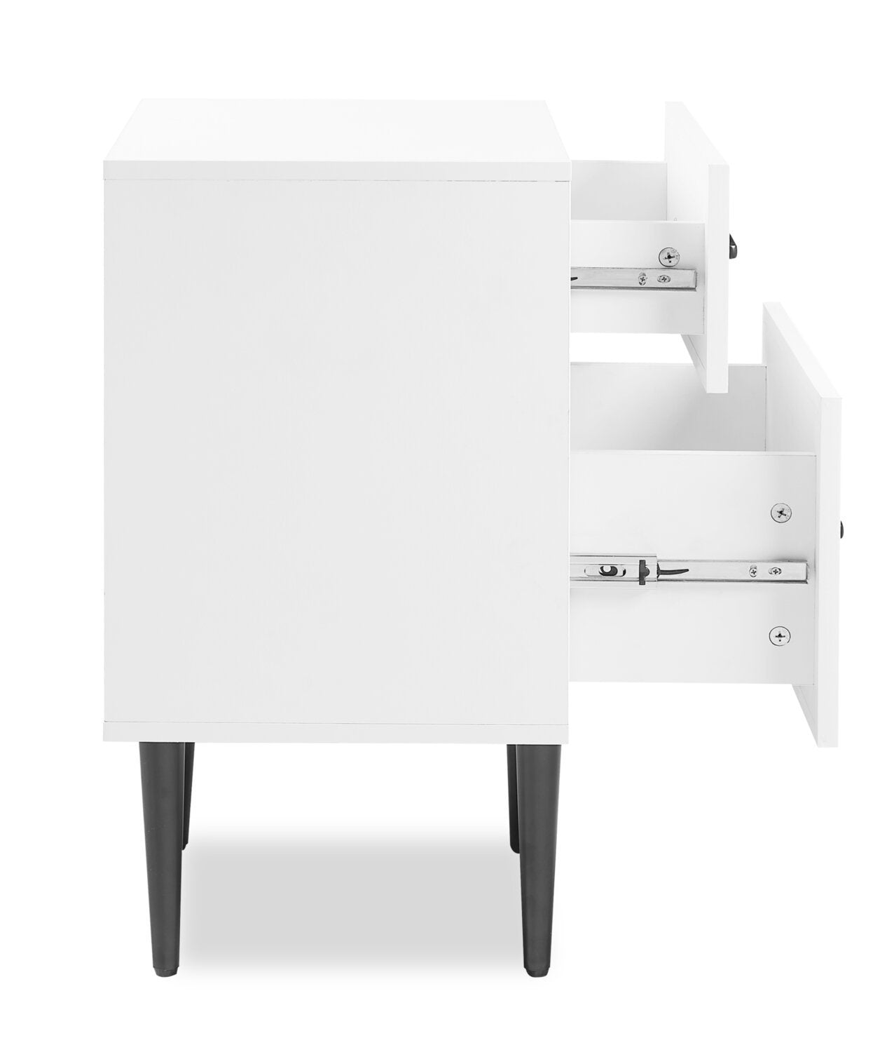 Table de chevet à 2 tiroirs Brax, 18 L x 25,75 H - Blanc | Table de nuit Brax de 18 po (l) x 25,75 po (H) à 2 tiroirs - blanche