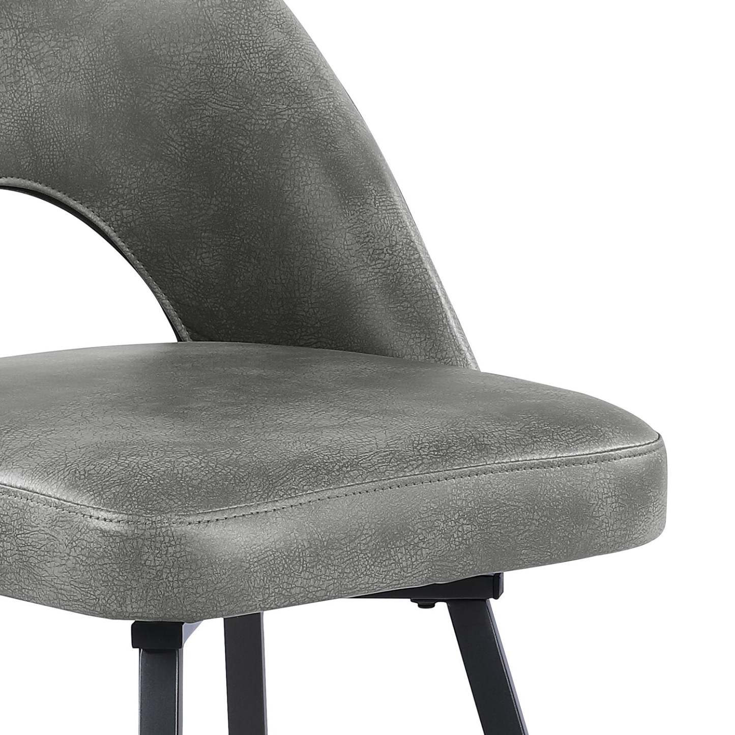 Kort &amp; Co. Tabouret à hauteur de comptoir Bay avec siège pivotant, tissu en cuir végétalien, métal - Gris | Tabouret Bay de Kort &amp; Co. de hauteur comptoir en tissu de cuir végétalien et en métal avec siège pivotant - gris