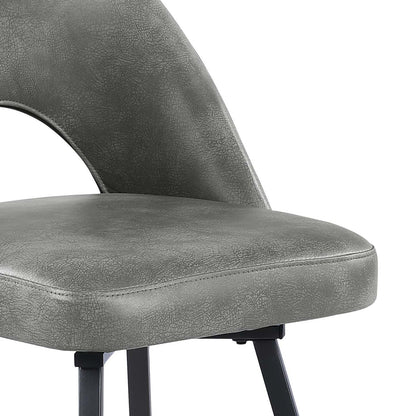 Kort &amp; Co. Tabouret à hauteur de comptoir Bay avec siège pivotant, tissu en cuir végétalien, métal - Gris | Tabouret Bay de Kort &amp; Co. de hauteur comptoir en tissu de cuir végétalien et en métal avec siège pivotant - gris