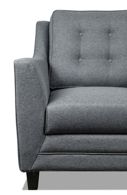 Chaise Novalee 35 en tissu d'apparence lin avec accoudoirs évasés et capitonnage de boutons - Gris | Fauteuil Novalee de 35 po en tissu d'apparence lin avec accoudoirs évasés et capitonnage à boutons - gris