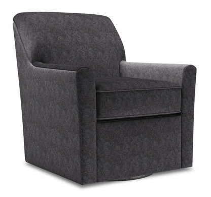 Fauteuil d'appoint pivotant personnalisable Sofa Lab de 31 po fabriqué au Canada en tissu de chenille - gris Luxury Charcoal | SWIV2993