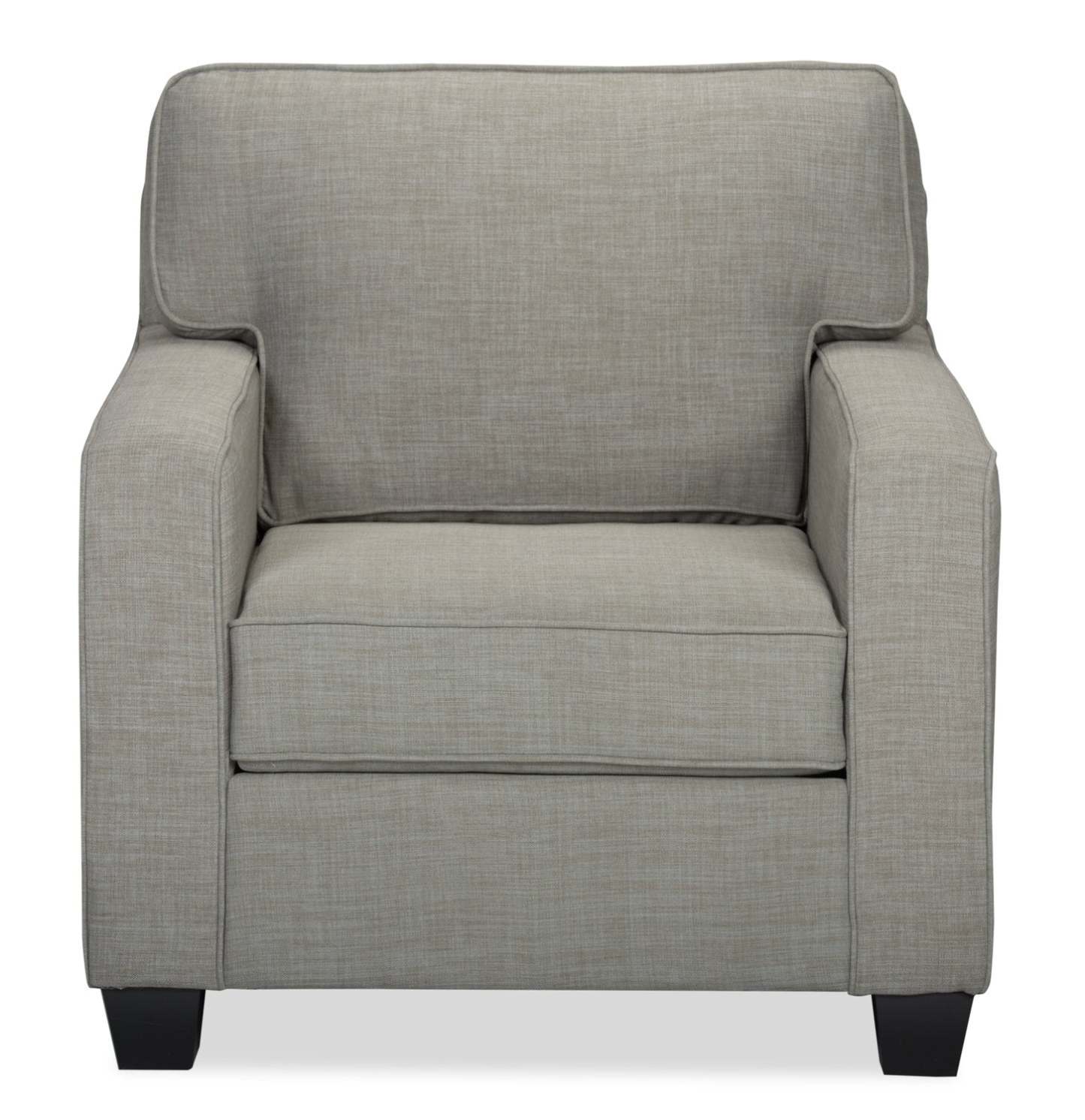 Made in Canada Sawyer 35 Linen-Look Fabric Chair with Reversible Cushions and Track Arms - Light Grey | Fauteuil Sawyer de 35 po fabriqué au Canada en tissu d’apparence lin avec coussins réversibles et accoudoirs rectilignes - gris clair