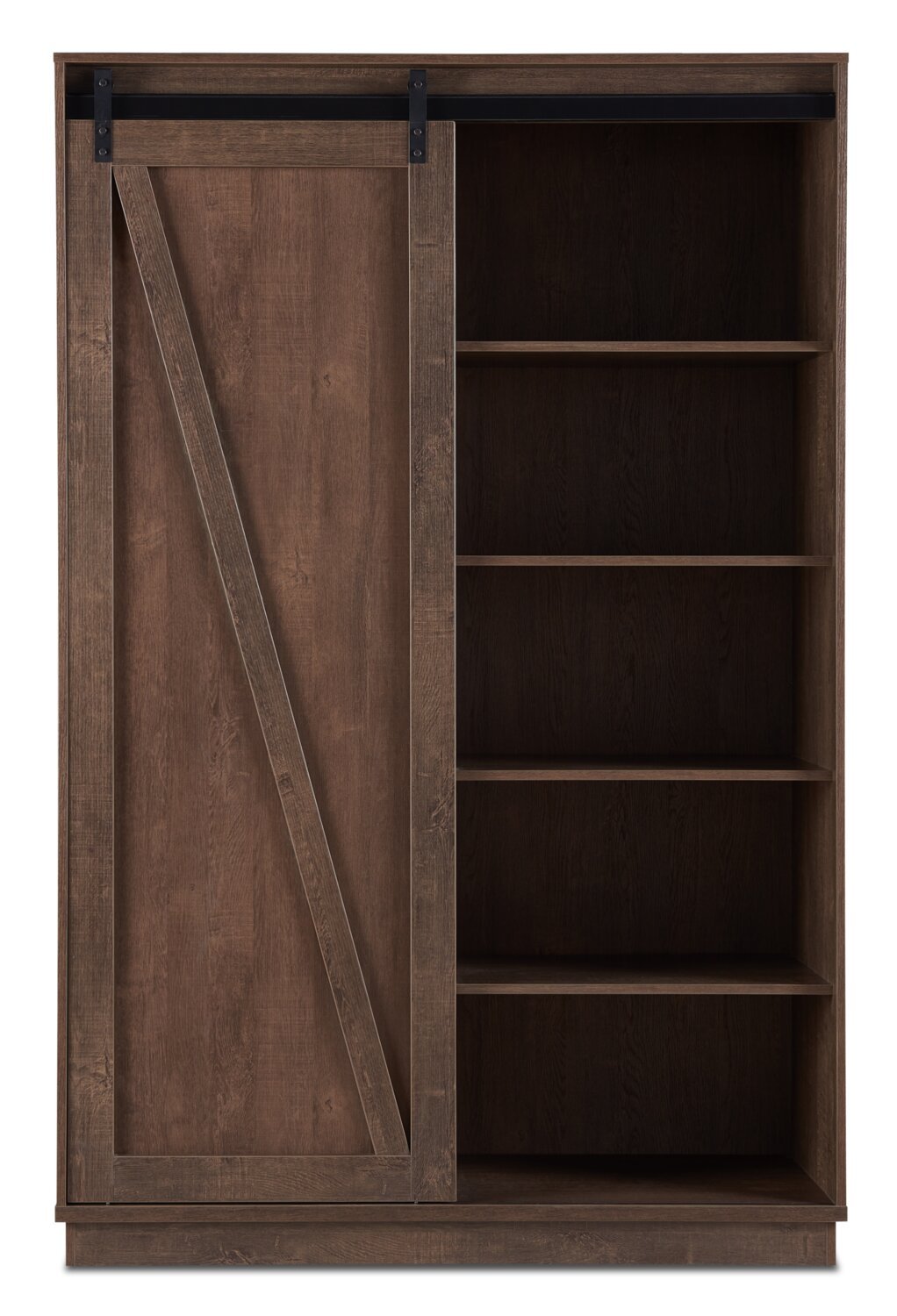 Warren 47.25 Accent Storage Cabinet with Sliding Barn-style Door - Walnut Oak|Armoire décorative de rangement Warren de 47,25 po avec porte coulissante de style grange - chêne noyer