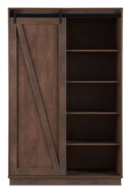 Warren 47.25 Accent Storage Cabinet with Sliding Barn-style Door - Walnut Oak|Armoire décorative de rangement Warren de 47,25 po avec porte coulissante de style grange - chêne noyer