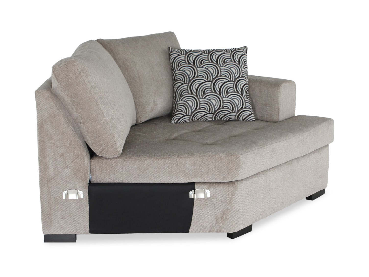 Fabriqué au Canada, canapé-lit sectionnel enveloppant Legend 2 pièces en tissu de chenille orienté à droite - beige platine