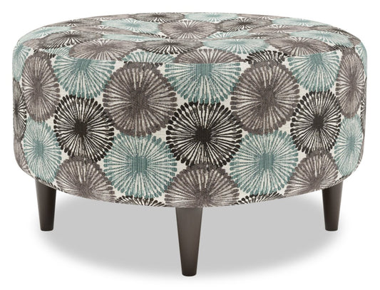 Fabriqué au Canada Sofa Lab personnalisable Pouf en tissu The Curve 31 - Spa multicolore | Pouf The Curve de Sofa Lab de 31 po fabriqué au Canada en tissu - Spa multicolore | CURV1157