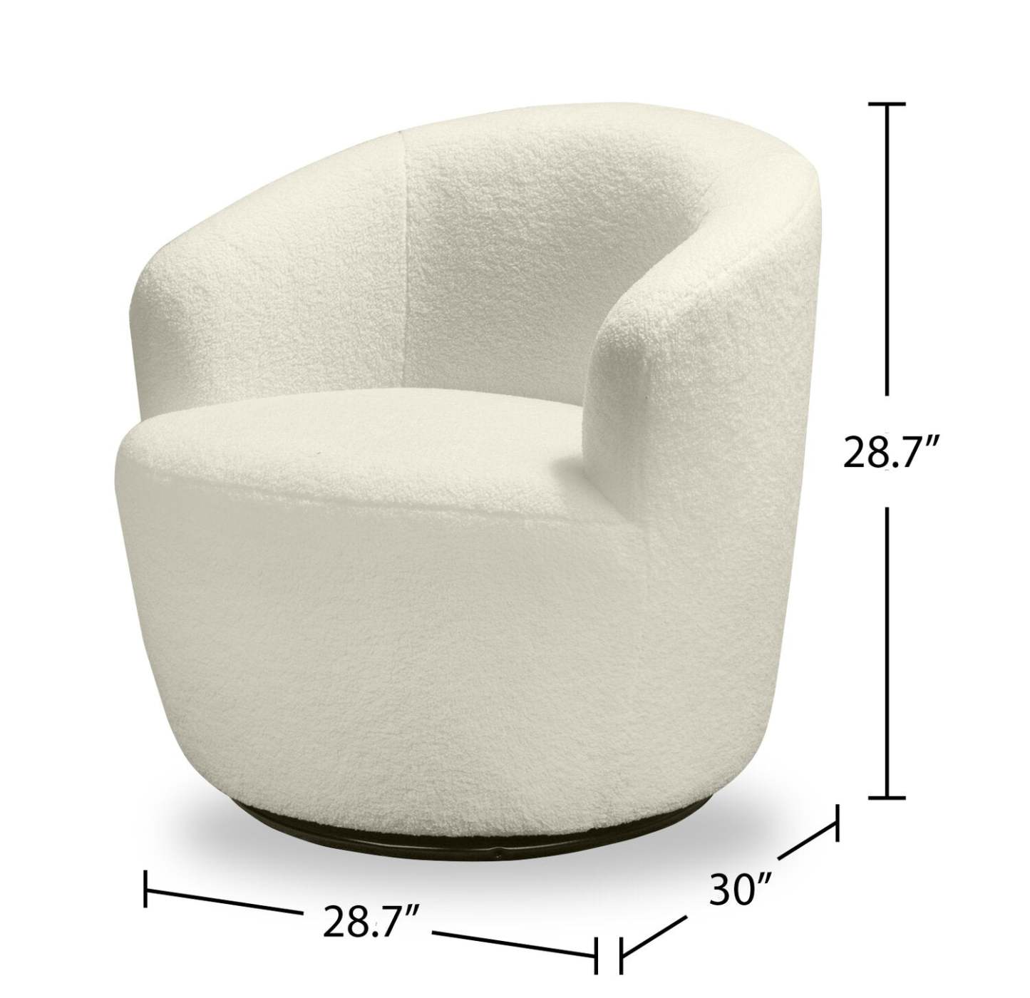 Chaise d'appoint pivotante courbée en tissu chenille bouclé Ivie 28,7 - Blanc | Fauteuil d'appoint pivotant courbé Ivie de 28,7 po en tissu chenille bouclé - blanc