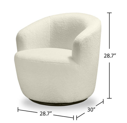 Chaise d'appoint pivotante courbée en tissu chenille bouclé Ivie 28,7 - Blanc | Fauteuil d'appoint pivotant courbé Ivie de 28,7 po en tissu chenille bouclé - blanc