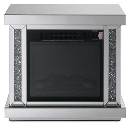 Cheminée Électrique LED Elsa 28.3 Glam - Argent et Verre|Foyer électrique somptueux à DEL Elsa de 28,3 po - argenté et verre