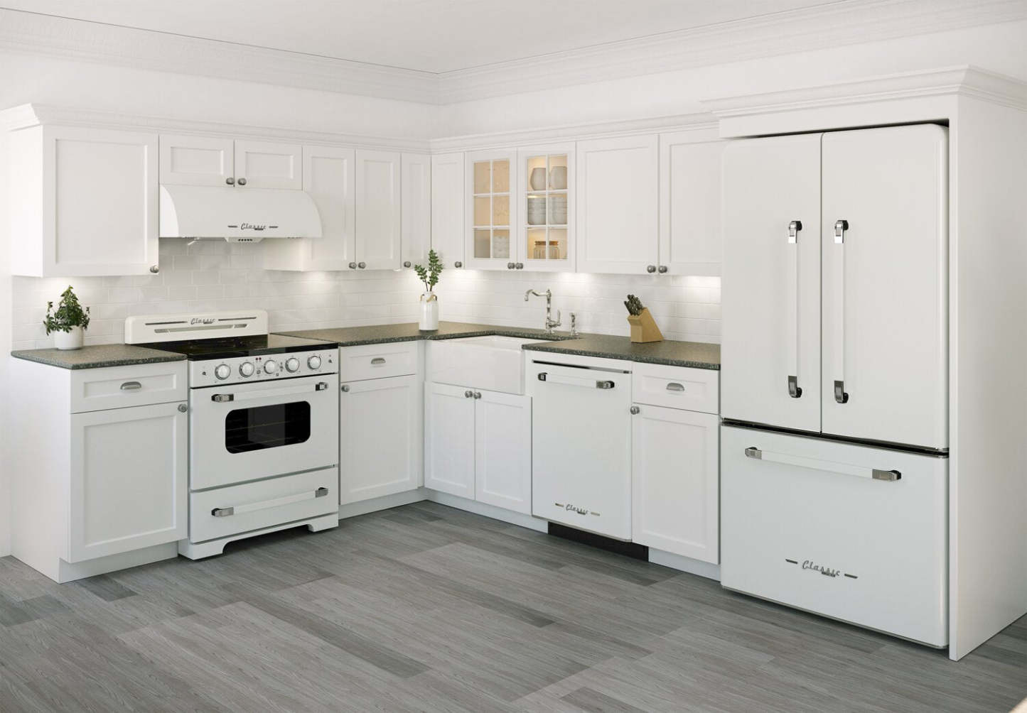 Réfrigérateur Classic Rétro par Unique de 36 po et de 21,4 pi3 de profondeur comptoir - blanc guimauve - UGP-595L W AC | U595LWAC