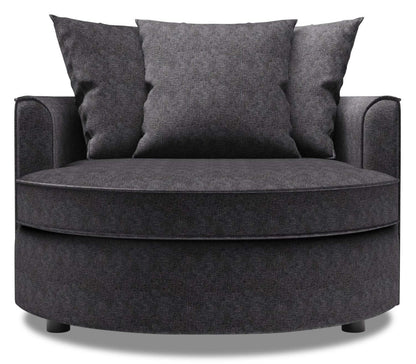 Fauteuil d'appoint enveloppant Sofa Lab de 48 po fabriqué au Canada en tissu de chenille - gris Luxury Charcoal | CUDD2993