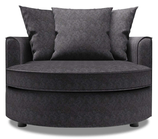 Fauteuil d'appoint enveloppant Sofa Lab de 48 po fabriqué au Canada en tissu de chenille - gris Luxury Charcoal | CUDD2993
