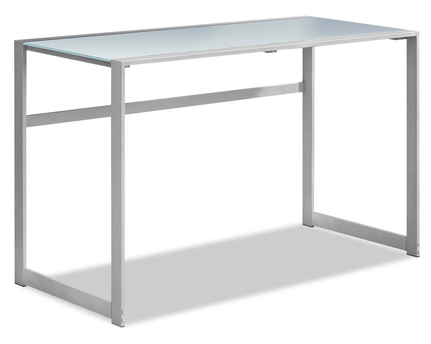 Bureau Kyle 48 Glass-Top Office Desk - Argent|Bureau Kyle de 48 po avec dessus en verre - argenté