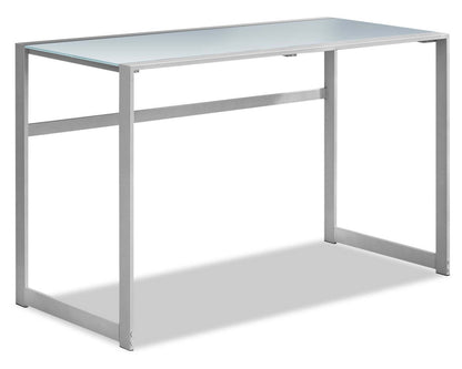 Bureau Kyle 48 Glass-Top Office Desk - Argent|Bureau Kyle de 48 po avec dessus en verre - argenté