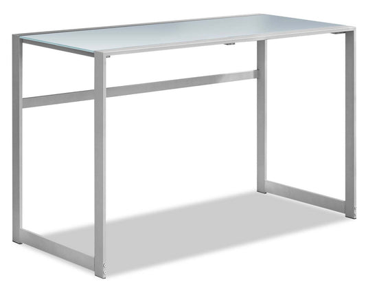 Bureau Kyle 48 Glass-Top Office Desk - Argent|Bureau Kyle de 48 po avec dessus en verre - argenté