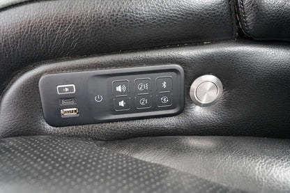 Fauteuil de massage à inclinaison électrique Elite de 38 po en cuir véritable avec son immersif et appuie-tête électrique - noir