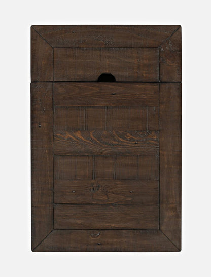 Morgan 16 Rustic Powered Chairside Table with Storage - White with Reclaimed Wood|Table de fauteuil rustique Morgan de 16 po avec rangement - blanche avec bois recyclé