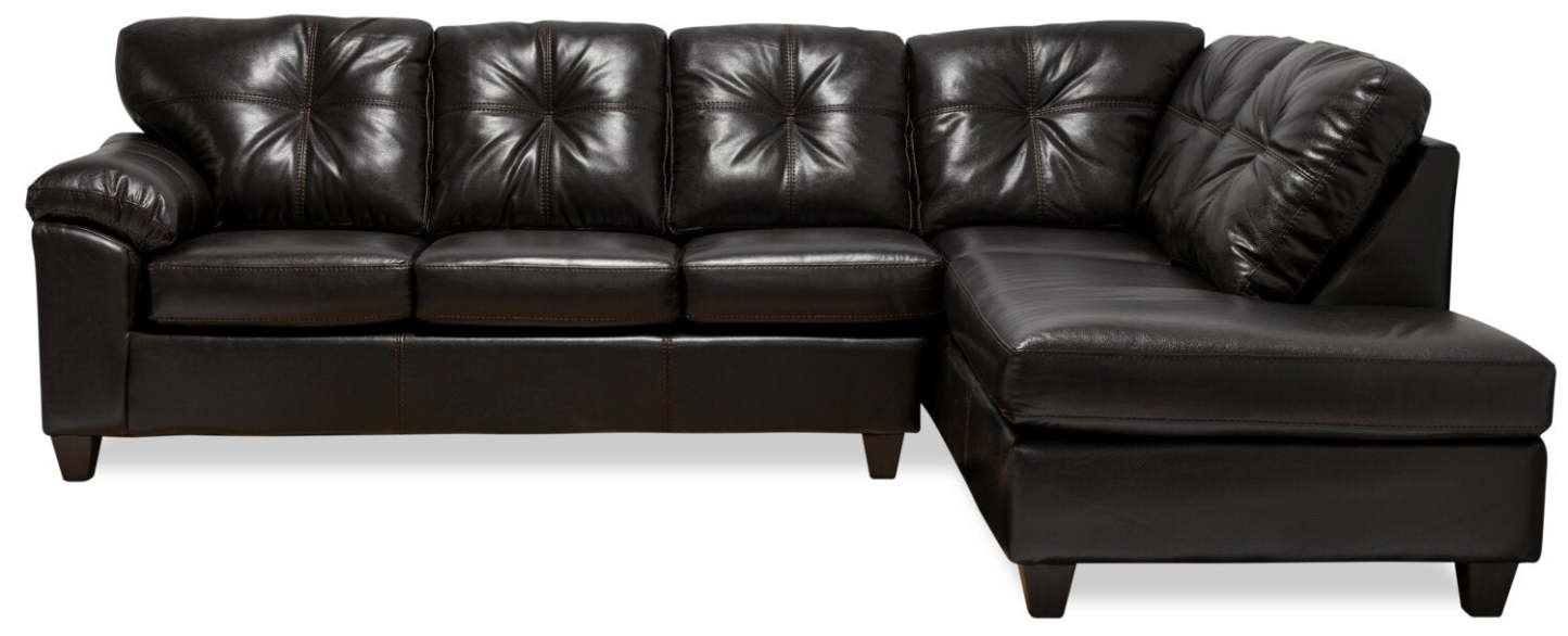 Fabriqué au Canada, canapé sectionnel de droite Addison 2 pièces en tissu d’apparence cuir avec coussins de siège amovibles - mûre