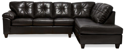 Fabriqué au Canada, canapé sectionnel de droite Addison 2 pièces en tissu d’apparence cuir avec coussins de siège amovibles - mûre