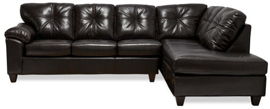 Fabriqué au Canada, canapé sectionnel de droite Addison 2 pièces en tissu d’apparence cuir avec coussins de siège amovibles - mûre