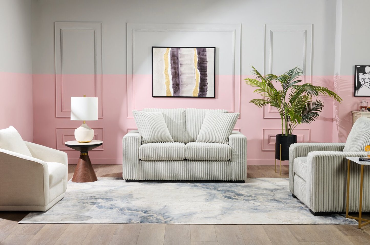 Willow 66 Canapé en tissu gris clair avec accoudoirs droits et coussins de siège et de dossier réversibles | Causeuse Willow de 66 po en tissu gris clair avec accoudoirs rectilignes et coussins de siège et de dossier réversibles | WIL2GYLV