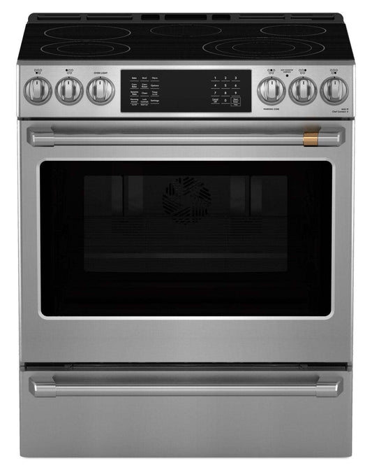 Cuisinière électrique Café de 30 po et de 5,7 pi3 avec cuisson dynamique - acier inoxydable - CRS70XAWCS1 | Cuisinière électrique Café de 5,7 pi3 et de 30 po avec cuisson dynamique - acier inoxydable - CRS70XAWCS1 | CRS70XA1