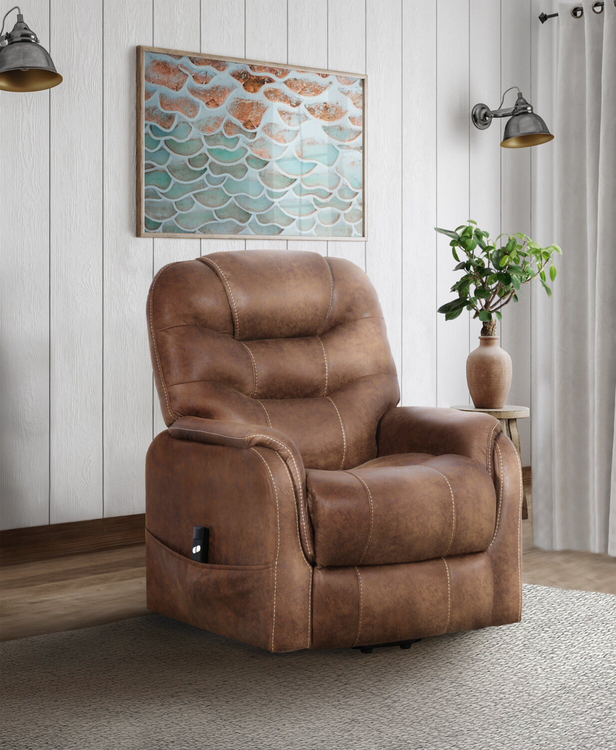 Landon 34 Microfibre Power Lift Reclining Chair - Brown | Fauteuil inclinable électrique Landon de 34 po en microfibre - brun